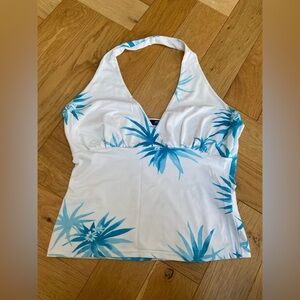 White and Blue Halter Top